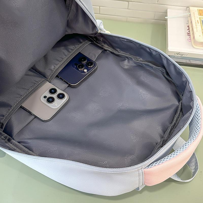 Schulranzen für Mittelschülerinnen, Farbblock-Computerrucksack, große Kapazität, Buchrucksack