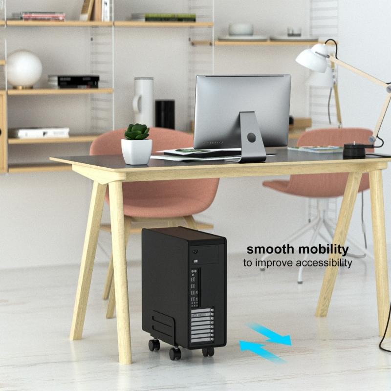 Heavy Duty Adjustable Computer Tower Stand Steel Rolling Cart With Locking Wheel For Most PC Case