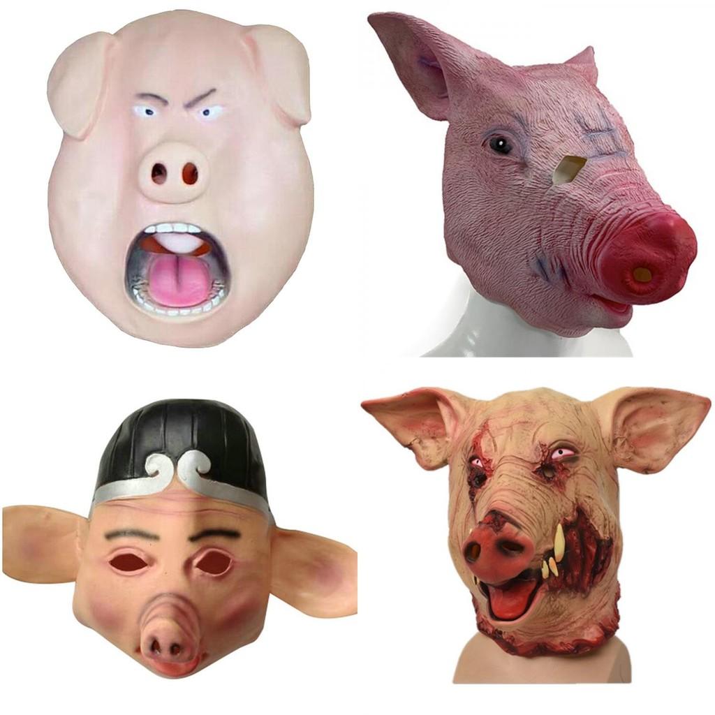 Pig Head Mask Cartoon Latex Humorous Halloween Prop For Cosplay And Party