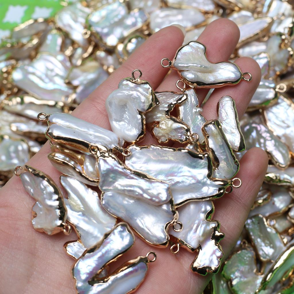 1Pc Artificial Pearl Baroque Pendant Charms Connector Bohemian Handmade Irregular Connectors for Jewelry making DIY Valentine's Day Christmas Crafts