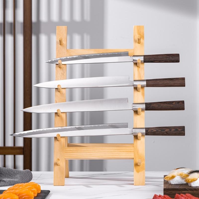 Wooden Cutter Display Stand Multipurpose Cutter Storage Rack with Multi Layer Design for Home Kitchens and Restaurants