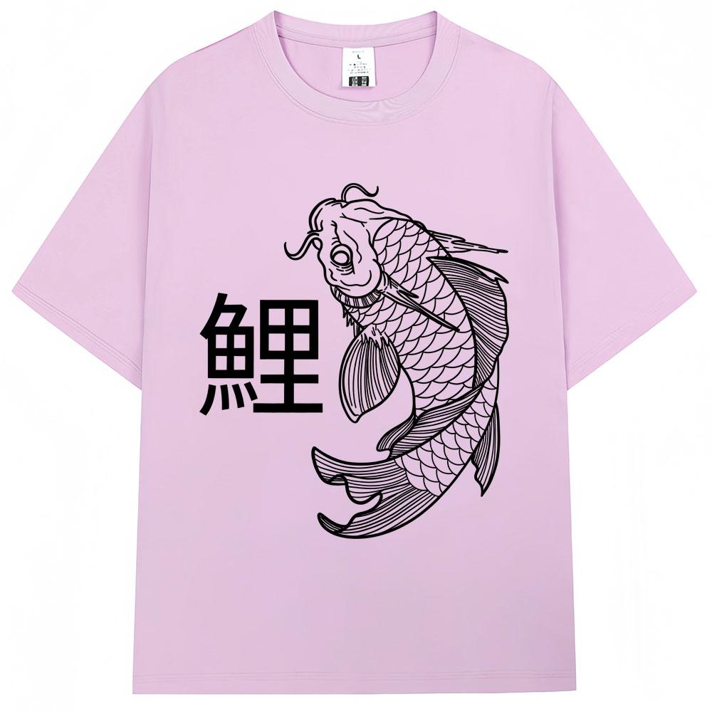 Japanese Style Koi Sign Graphic Tshirts Men Women Fashion Classic Y2k Short Sleeve Oversized Cotton Casual T Shirts Streetwear