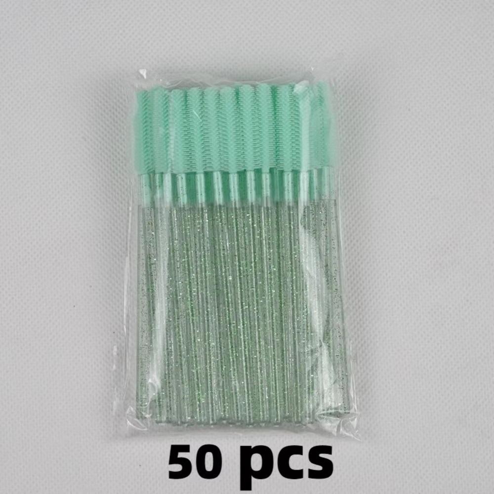 50pcs Crystal Silicone Eyelash Brush Eyelashes Extension Spoolie Microbrush Lash Makeup Brushes Cosmetics Tool Eyebrow Comb