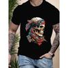 European Sizes Man'S Summer New Arrival T-shirt, with A Skull Pattern Printed On It,Personality Trends, Crew Neck, Men'S Black Short-Sleeve T-Shirt