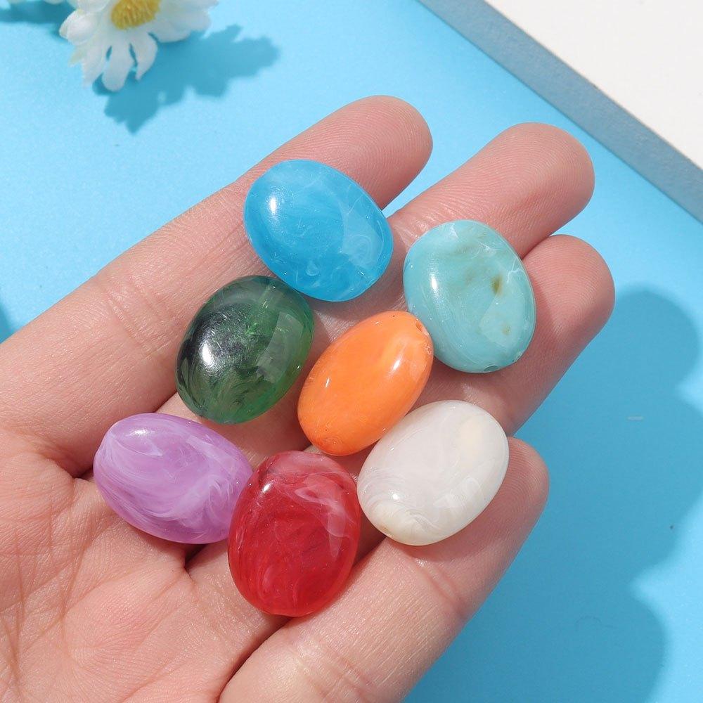 5/12/24pcs Multi-color Acrylic Oval Spaced Beads 15x19mm Decorative Bead Jewelry Making DIY Loose Bead Bracelet