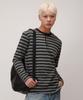 Dibellobeu Striped Henley Neck Long Sleeve_Charcoal