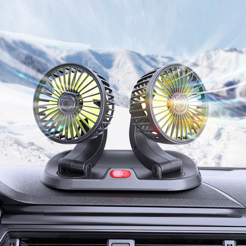 12V 24V Car Electric Fan Two Speed Control Cooler Auto Air Cooling 360 Degree Adjustable
