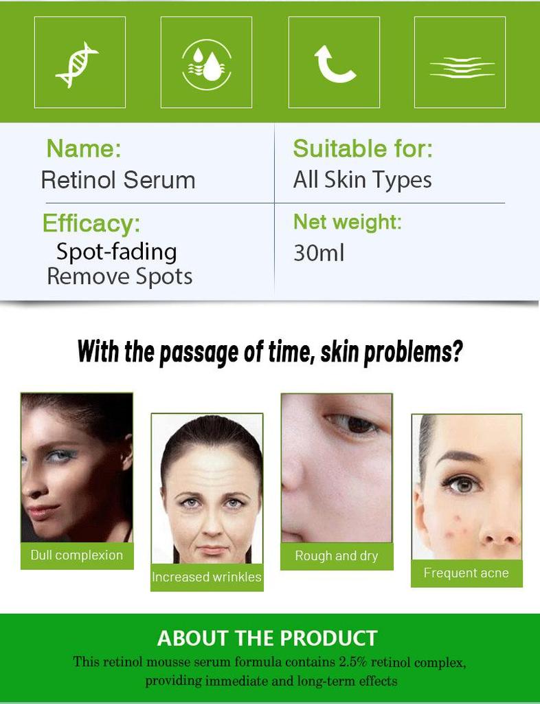 Retinol Gezichtsserum Hyaluronzuur Hydraterend Anti-rimpel Anti-veroudering Blekende huidverzorgingsserum