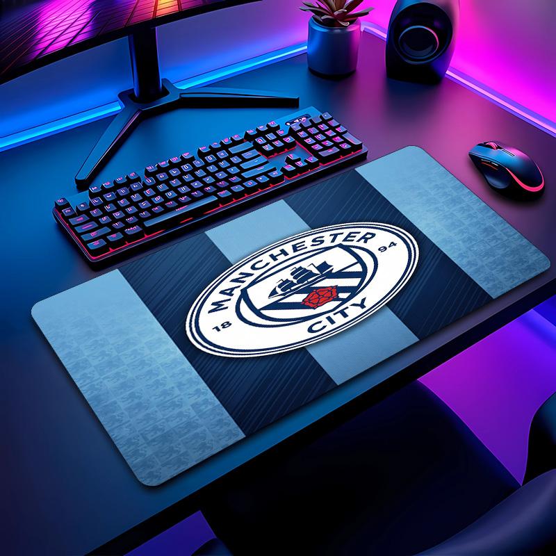 Manchester City Fotbollsmönster Musmatta Icke?Halkfri Gummibas Spelmusmatta För Skrivbord Kontor Hem