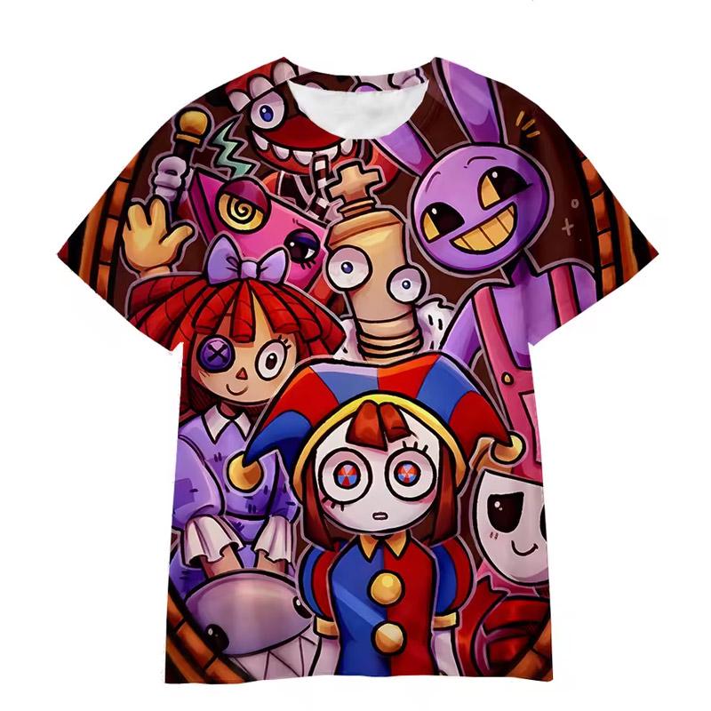 Úžasný digitálny cirkus Tričká Anime Úžasný digitálny cirkus Detský Cosplay 3D potlačené tričko Pre chlapcov dievčenské tričko