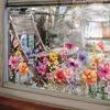 Colorful Floral Window Sticker Spring Summer Wildflower Static Window Clings Double-Sided Anti-Collision Glass Door Decals for Living Room Bedroom