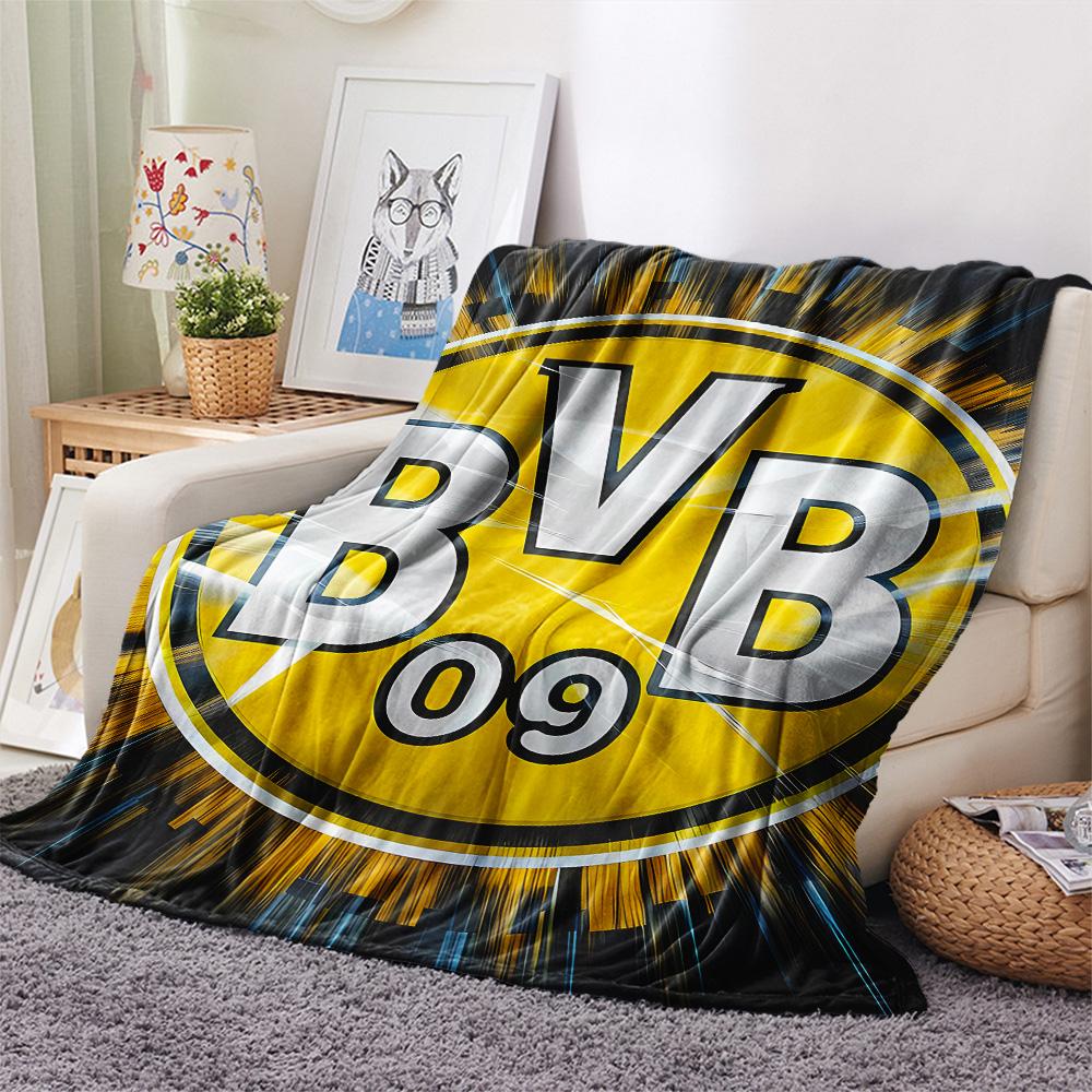 Borussia Dortmund Logo Print Flannel Blanket, High Quality Comfortable for All Seasons, Home Decor, Warmth and Comfort, Perfect for Christmas Gifts