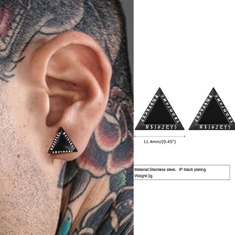 Nordic Viking Knot Hoop Earrings for Men Women, Stainless Steel Huggies, Ethnic Punk Rock Male Ear Jewelry