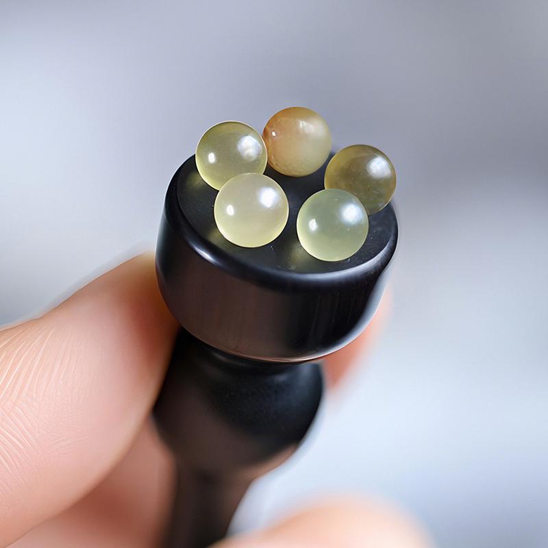 Sandalwood Eye Massage Stick Five Beads Lotus Seedpod Face Massage Tools Gua Sha Face Skin Care Massager Reduce Puffiness
