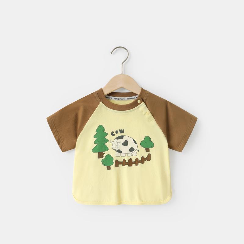 Babykläder Pojkar Kortärmade T-shirts Sommarkläder Flickor Baby Barn Sommar Bomull Barnkläder Toppar