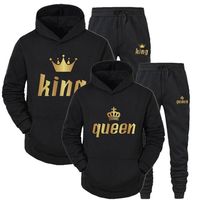 Cross-border European and American Autumn Trendy Brand Printed Hoodie for Men and Women, Couple Casual Sports Set, Two-piece Sweatpants Set