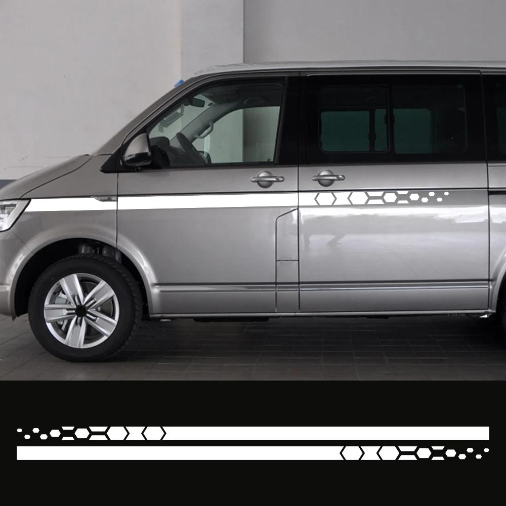 Car Styling Stripes Side Graphics Waistline Vinyl Decals Stickers For VW T4 T5 T6 Transporter Camper Van Honeycomb Hex Decor