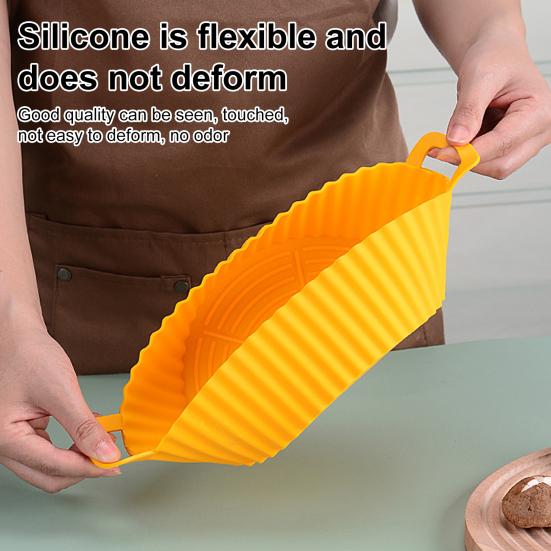 Silikon-Backform für Heißluftfritteuse, wiederverwendbare Einlage, Topfschutz mit erhöhtem Rand, Doppelgriffe, antihaftbeschichtet, hitzebeständig, Küchenhelfer
