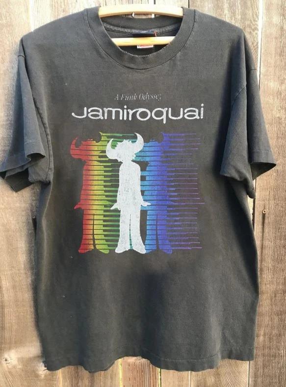 Vintage High Street Rock Y2k Oberteil Jamiroquai Band Grafik Nachdruck T-Shirts Sport T-Shirts Druck Baumwolle Lässiges T-Shirt Unisex