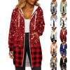 Dámská módní potištěná mikina s dlouhým rukávem, stahovací kapucí, kapsami na zip a dlouhým ležérním střihem