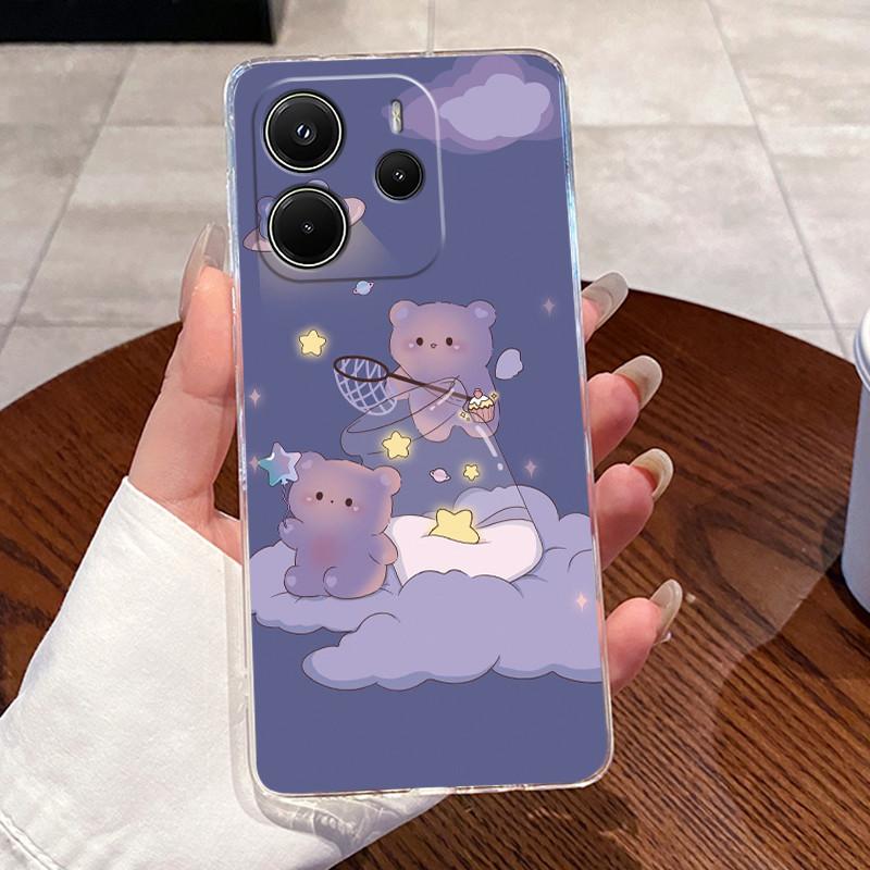 Back Cover For Redmi Note 14 5G Case Transparent Silicone Aesthetic Luxury Fashion Cute Cat Casing Shockproof Bumper 24094RAD4G