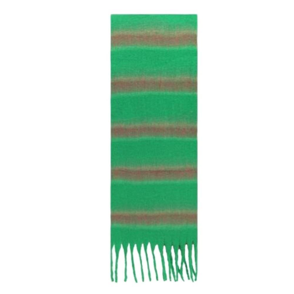 Long Stripe Wool Scarf Plush Women Cape Elegant Warm Wraps Autumn
