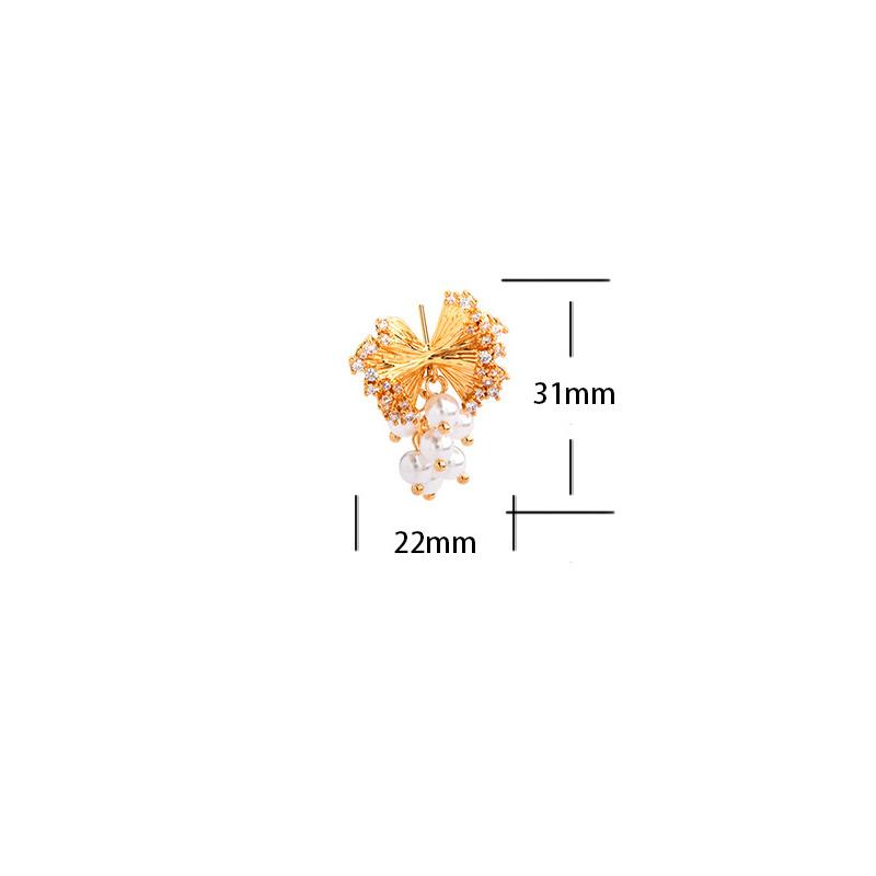 Elegant Vintage Butterfly Pearl Tassel Earrings, Sparkling Zircon Studs
