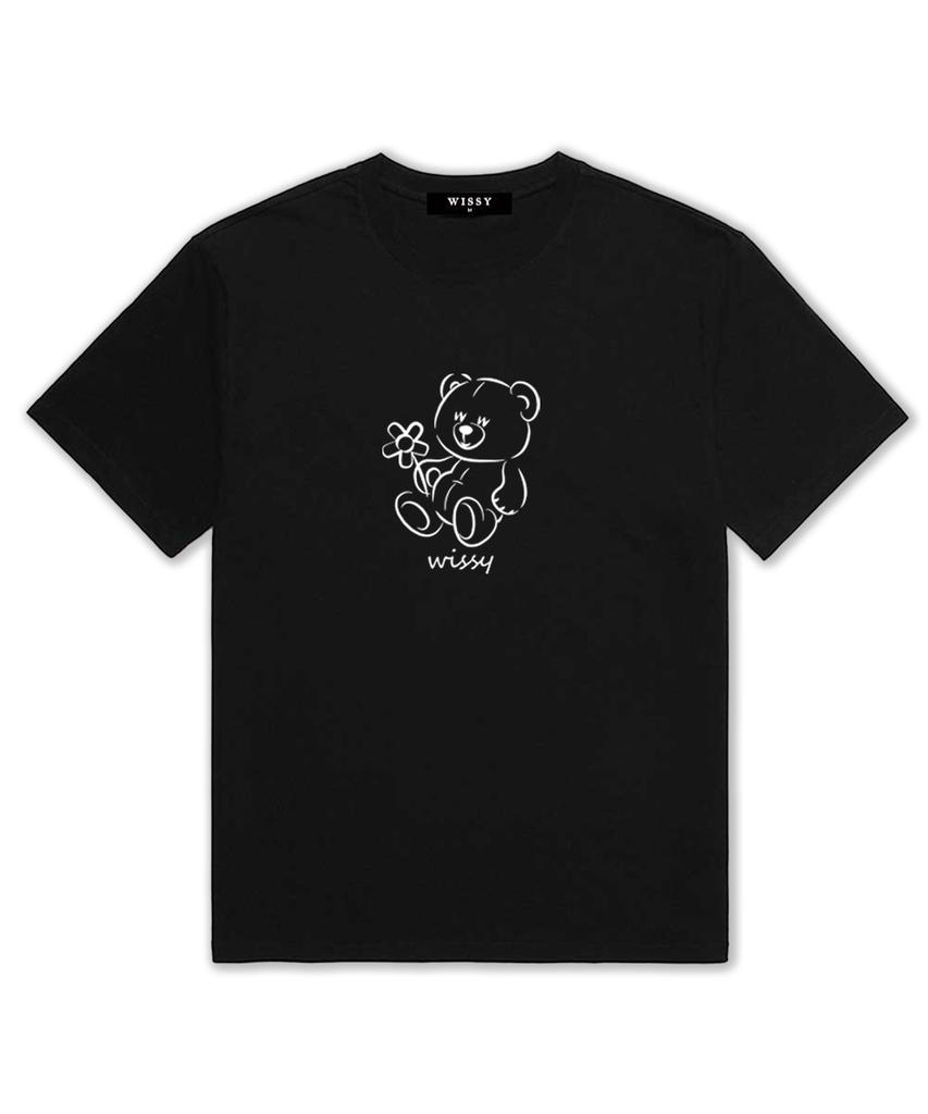 T-shirt a maniche corte Orso Fiore Wissi (Ws022) Nero