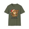 Camiseta Unisex Softstyle Meowy Christmas Adorno de Gato Divertido Camiseta de Luces Festivas