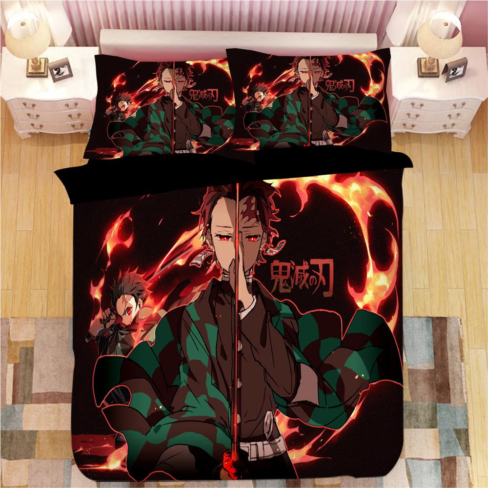 Demon Slayer Sengetøy Tegneserie Dyne Sengetøy Gutter Barn Enkelt Dobbelt Størrelse Mykt Sengetøy Hjemmedekor Anime Dynetrekk