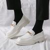 Fashion Men Thick Soled Slip-on Shoes Formal Dress Shoe Masculino Leather Genuine Elegant Suit Shoes Men's Casual Office Loafers