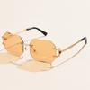 Retro Rimless Polygon Sun Glasses Women Brand Designer Sunglasses Fashion Shades Square Cutting Lens Ladies Frameless Eyeglasses