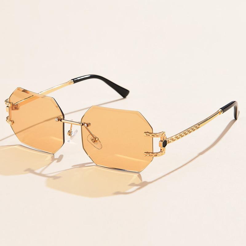 Retro Rimless Polygon Sun Glasses Women Brand Designer Sunglasses Fashion Shades Square Cutting Lens Ladies Frameless Eyeglasses