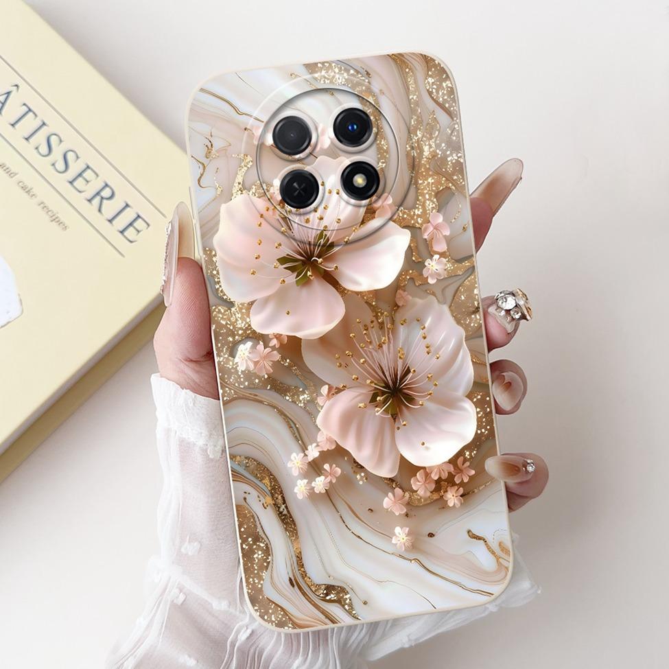 For Realme 12 5G Case For Realme 12X 5G Cover RMX3998 Luxury Fashion Flowers Kawaii Girl Cute Cat Shockproof Phone Case Funda