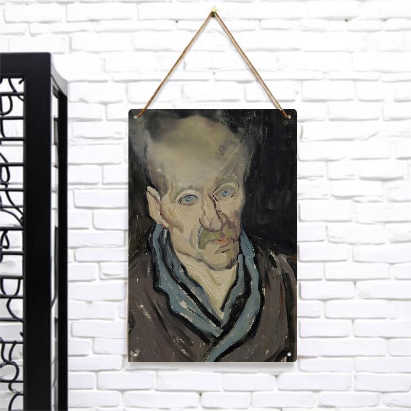 Vintage Style Old Man Portrait Oil Painting Custom Metal Tin Wall Art Decorative Hanging Painting