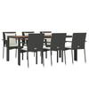 7 Piece Garden Dining Set with Cushions Black Poly Rattan
