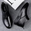 New Arrival Mens Slip On Chelsea Boots Genuine Leather Casual Ankle Boots Comfortable Man Business Botas Winter Plush Snow Shoes