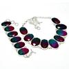 Natürlicher zweifarbiger Turmalin Edelstein Handgefertigter 925 Sterlingsilber Schmuck Zweifarbiger Turmalin Halskette Armband Set, Antiker Schmuckset, Geschenk für Mama