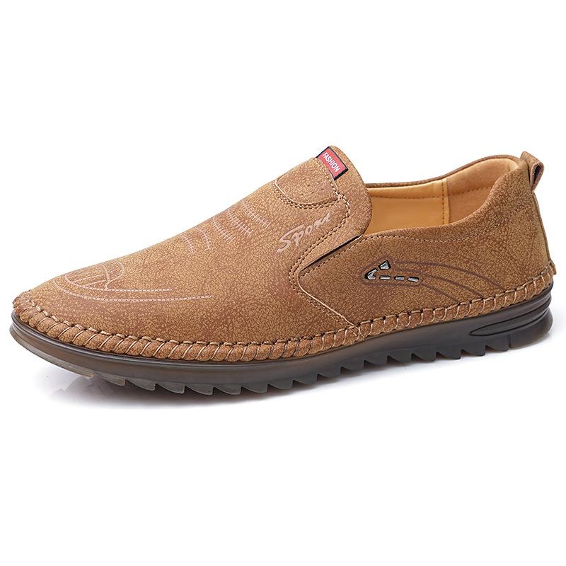 Bulltendon Soft Soled Men's Casual Leather Shoes, Anti Slip Soft Leather, Breathable and Lazy, with One Foot, Bean Shoes, Men's Shoes