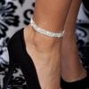 Brățară cu strasuri pentru fete, culoare argintie, cristal strălucitor, bijuterii pentru picioare, gleznă, accesorii elastice elastice