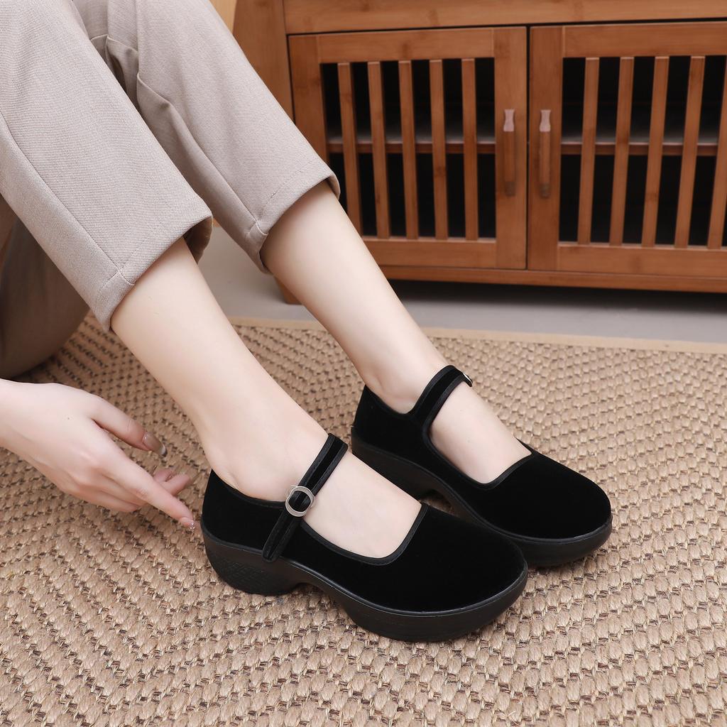 Mode Damenmode Süße Leichte Schwarze Plateau Hochwertige Schnallenriemenschuhe Damen Lässig & Retro Tanz Ballerinas 2025