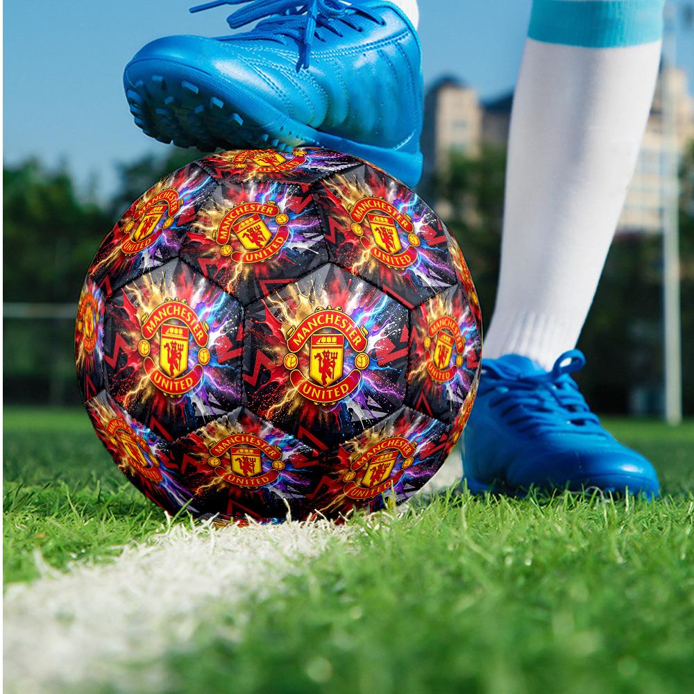 Manchester United Theme Soccer Ball Size 5 Soccer Ball Soft Touch Professional Training Football for Outdoor Sports