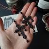 1 Paar Gotische Dark Academia Kruis Oorbellen - Handgemaakte Legering Statement Hangende Oorbellen voor Vrouwen, Lichtgewicht Orthodox Geïnspireerde Religieuze Sieraden