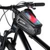 WILD MAN Rainproof Hard Shell Bike Handlebar Bag with Touchscreen Bicycle Phone Mount Bag - Ideal for Road Bikes, MTBs, Mountain Bikes, and Cycling (E