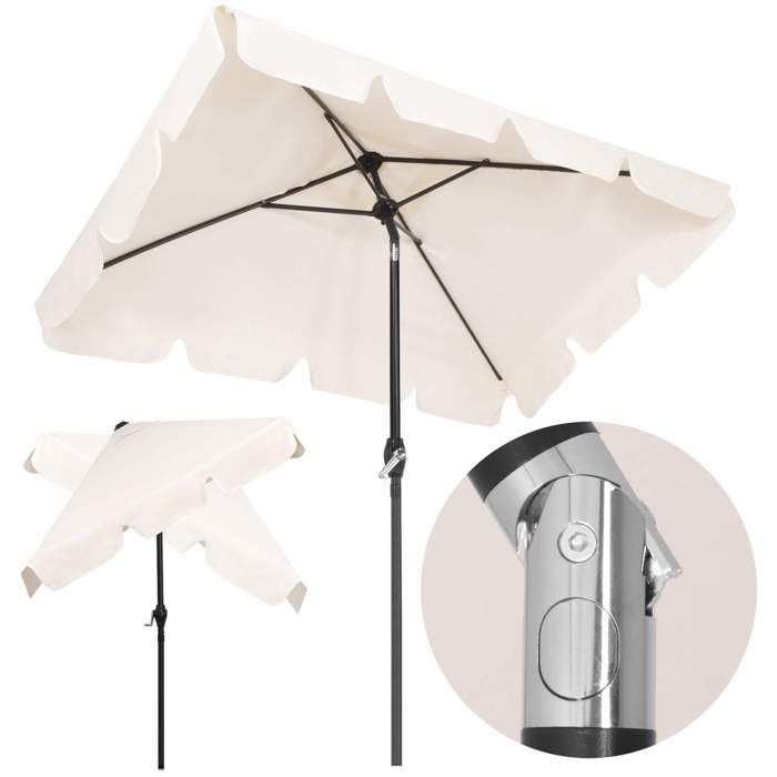 Garden Parasol - Springos® - Rectangular 240 Cm - Tiltable - Manual Crank - Ecru