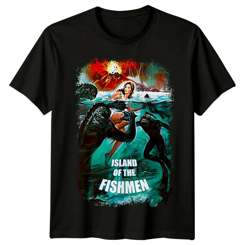 Island of the Fishmen (1979) Movie Poster Inspired Unisex T-Shirt Retro 80s Tee Graphic Tee