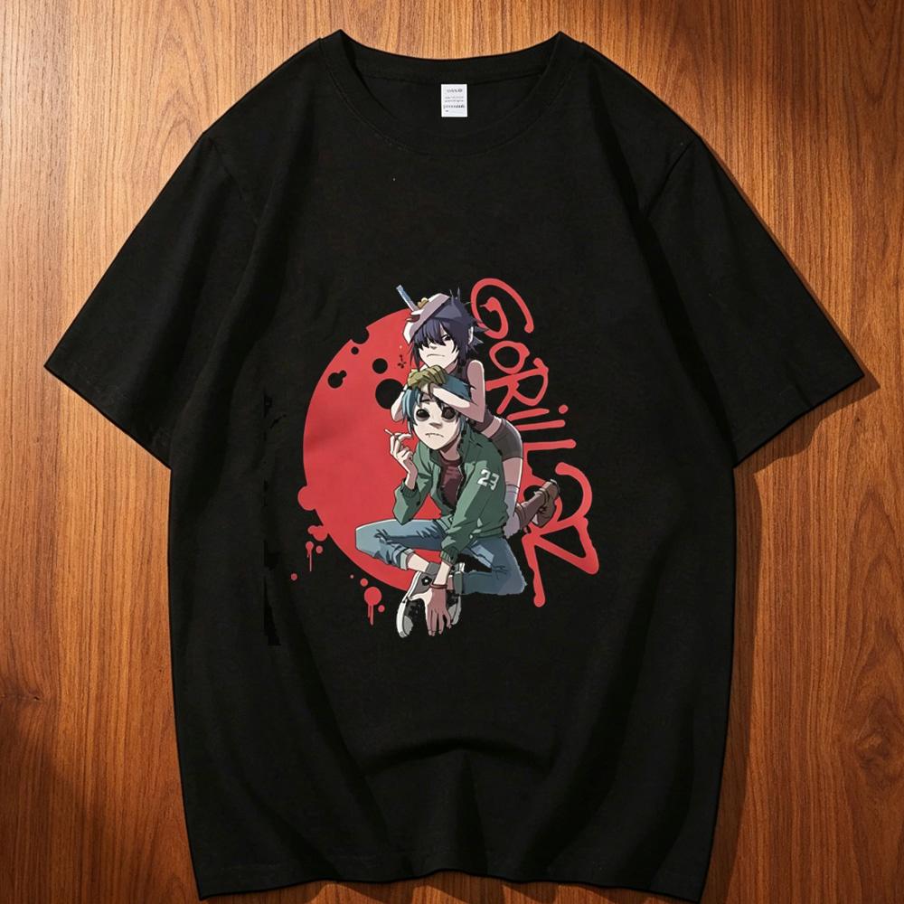 Gorillaz cotton tshirt teen Graphic korean clothes harajuku  Gothic top tees Graphic Yk graphic Digital korean clothes Punk