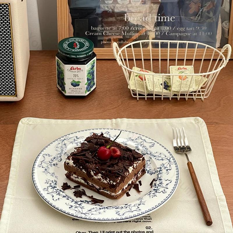 French Style Flowers Ceramic Plate Retro Restaurant Pasta Dessert Dinings Plate Home Breakfast Salad Plate Exquisite Tableware