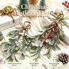 6 Stück 23cm Künstliche Beeren Grünes Blatt Ranke Anhänger für Heimdekoration Navidad Neujahrsdekoration Weihnachtsbaum Dekoration Zubehör