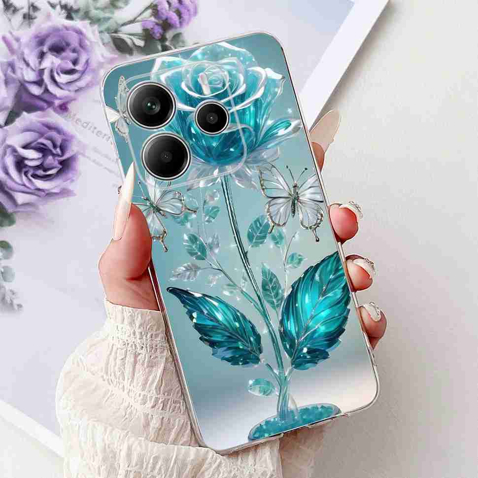 For Xiaomi Redmi Note 14 Pro 5G Case Beautiful Flower Heart Cover Soft Silicone Casing For Redmi Note 14 Note14 4G Cover Coque
